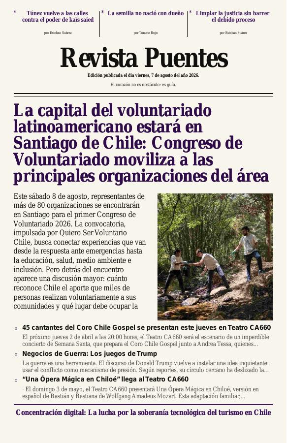 Portada completa de Revista Puentes del 07 de agosto de 2026